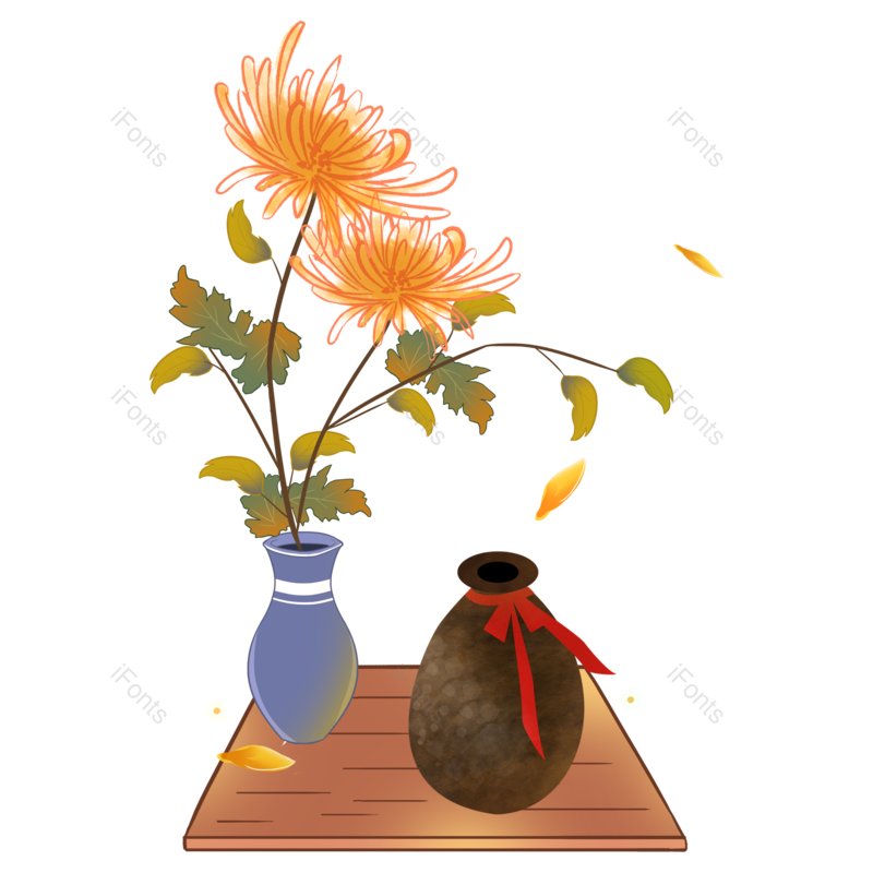 水墨图片,菊花元素,PNG,免抠素材